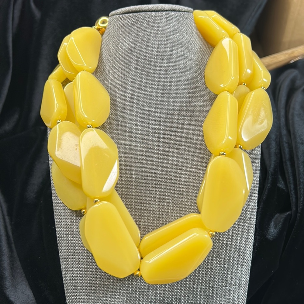 #32 Vintage Joan Rivers Lemony Butterscotch Necklace, 3 Strands